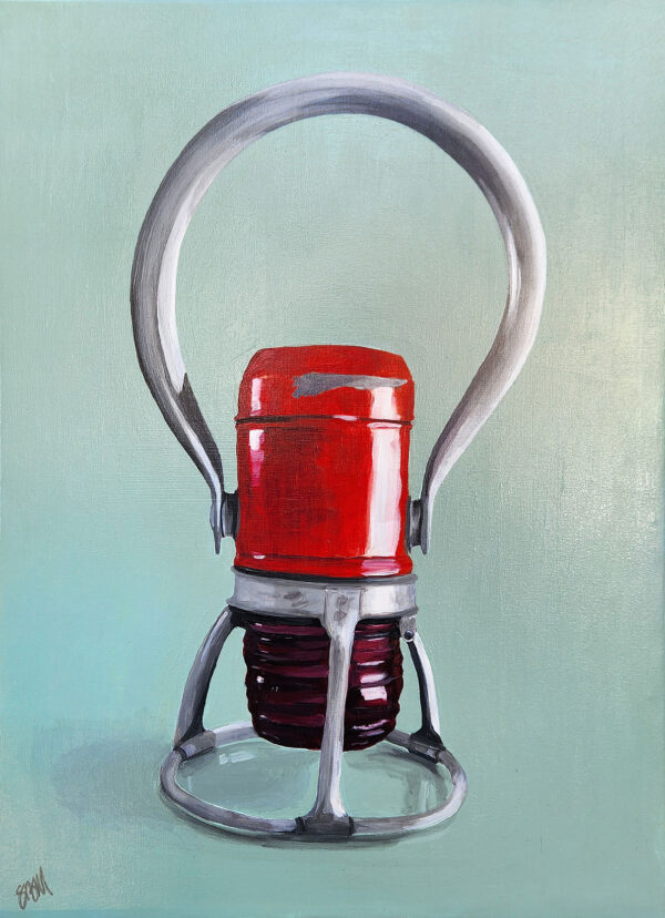 Sagan Medvec Painting Red Railroad Lantern Front